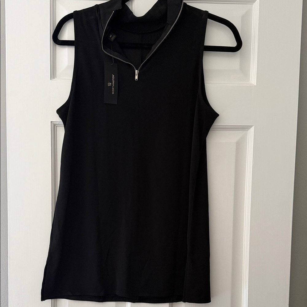 Worthington Elegant Black Sleeveless Blouse - Picture 2 of 4